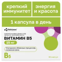 Изображение товара VitaScience Витамин В5 капсулы 15мг, №30