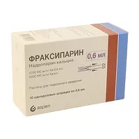 Изображение товара Фраксипарин раствор д/п/к введ. 5700МЕ анти-Ха/0,6мл, №10