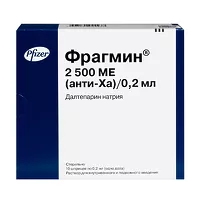 Изображение товара Фрагмин раствор для в/в и п/к введ. 2500МЕ (анти-Ха)/0,2 мл, №10 шпр.