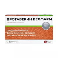 Изображение товара Дротаверин Велфарм таблетки 40мг, №60