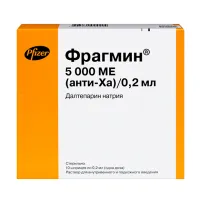 Изображение товара Фрагмин раствор д/в/м и п/к введ. 5000МЕ (анти-Ха)/0,2 мл, №10 шпр.