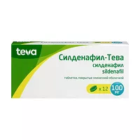 Изображение товара Силденафил-Тева таблетки покрыт. п/о 100мг, №12