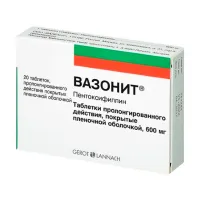 Изображение товара Вазонит таблетки с пролонг. высвоб. покрыт. п/о 600мг, №20