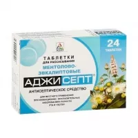 Изображение товара Аджисепт таблетки для рассасывания ментол-эвкалипт, №24