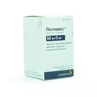Изображение товара Логимакс таблетки с пролонг. высвоб. покрыт. п/о 50мг+5мг, №30