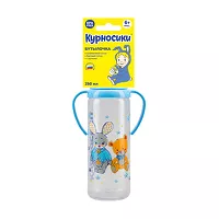 Изображение товара Курносики бутылочка для кормления с ручками и силиконовой соской (6+мес), 250мл