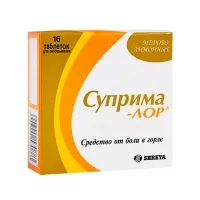 Изображение товара Суприма-ЛОР таблетки для рассасывания мед-лимон, №16