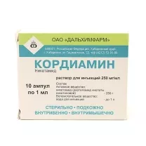 Кордиамин раствор д/инъекций 250мг/мл, 1 мл №10 Дальхимфарм