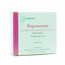 Кордиамин раствор д/инъекций 250мг/мл, 1мл №10 Эллара