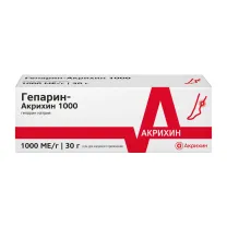 Гепарин Акрихин гель д/наружн. прим. 1000МЕ/г, 30г