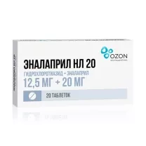 Эналаприл-НЛ Озон таблетки 20мг+12,5мг, №20