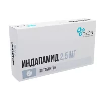 Индапамид таблетки покрыт. п/о 2,5мг, №30 Озон