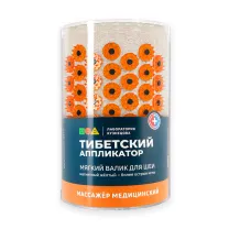 Массажер Тибетский аппликатор магнитный на мягкой подложке валик для шеи, цвет желтый