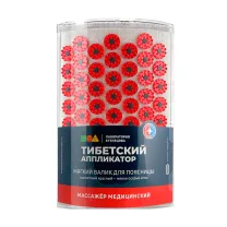 Массажер Тибетский аппликатор магнитный на мягкой подложке валик для поясницы (красный)