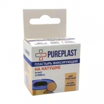 Pureplast пластырь фиксирующий на тканевой основе телесного цвета, (3*500см)