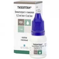 Тизоптан капли глазные 0,3мг/мл+5мг/мл, 3мл