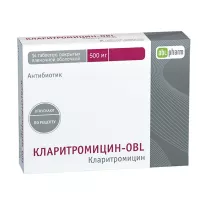 Кларитромицин-OBL таблетки покрыт. п/о 500мг, №14