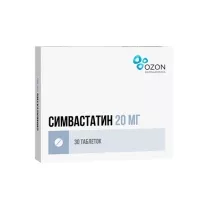 Симвастатин таблетки покрыт. п/о 20мг, №30 ОЗОН