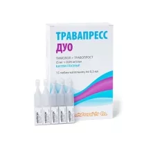 Травапресс Дуо капли глазные 5мг/мл+0,04мг/мл, 0,3мл №15 тюб-кап.