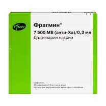 Фрагмин раствор для в/в и п/к введ. 7500МЕ (анти-Ха)/0,3мл, №10