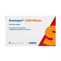 Бинокрит раствор для в/в и п/к введ. 2000МЕ/мл, 1мл №6 шприц