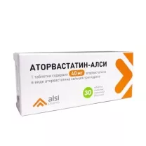 Аторвастатин-Алси таблетки покрыт. п/о 40мг, №30
