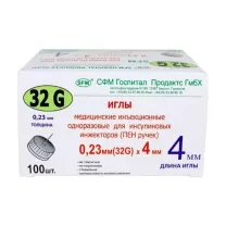 SFM иглы для шприц-ручек 32G(0,23*4мм), №100
