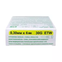 SFM иглы медицинские стерильные одноразовые 30G (0,30*6мм), №50