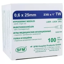 SFM иглы медицинские инъекционные 23Gх1(0,6*25мм), №100