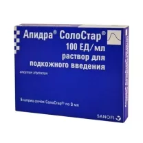 Апидра СолоСтар раствор д/инъекций 100ЕД/мл, 3мл №5, Санофи