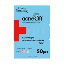 Funny Organix AcneOff салфетки матирующие салициловые для лица 5 в 1, №50