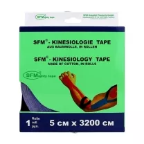 SFM Лента кинезиологическая хлопковая основа цвет синий, (5см*3200см)