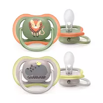 Avent Ultra Air пустышка силиконовая + футляр для хранения (6-18мес)цвет в ассорт., 2шт