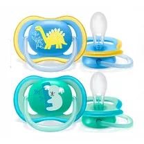 Avent Ultra Air пустышка силиконовая+футляр (18+мес)цвет в ассорт., 2шт