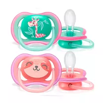 Avent Ultra Air пустышка силиконовая+футляр (18+мес) цвет в ассорт., 2шт