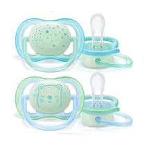 Avent Ultra Air пустышка силиконовая для мальчиков+футляр (0+6мес) цвет в ассорт., 2шт