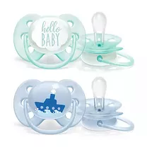 Avent Ultra soft пустышка силиконовая, с футляром (0-6мес)цвет в ассорт., 2шт