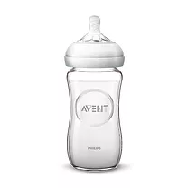 Avent Natural бутылочка для кормления стеклянная с силиконовой соской (1+мес), 240мл