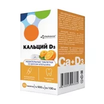 Vitascience Кальций-Д3 таблетки жевательные 500мг+100МЕ, №100