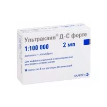 Ультракаин Д-С форте раствор д/инъекций 40мг+0,01мг/мл, 2мл №10