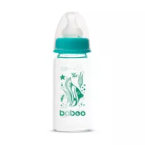 Baboo Sea life бутылочка для кормления стеклянная с силиконовой соской (0+) цвет зеленый, 120мл