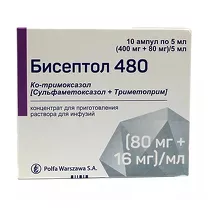 Бисептол 480 концентрат д/пригот. р-ра д/инфузий (80мг+16мг)/мл, 5мл №10