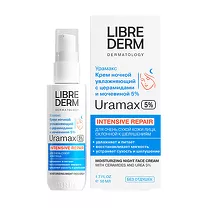 Librederm UraMax крем для лица ночной увлажняющий с церамидами и мочевиной 5%, 50мл