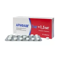 Арифам таблетки с модиф.высв.покрыт.п/о 5мг+1,5мг, №30