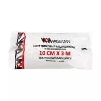 Wiseman бинт нестерильный гипсовый медицинский быстросхватывающий, (10см*3м)