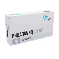 Индапамид таблетки покрыт. п/о 2,5мг, №30 ОЗОН