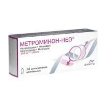 Метромикон Нео суппозитории ваг. 500мг+100мг, №14