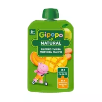 Gipopo пюре яблоко, тыква, морковь, манго (6+ мес), 90г