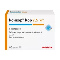 Конкор Кор таблетки покрыт. п/о 2,5мг, №90