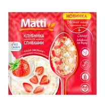 Matti каша овсяная моментального приготовления клубника со сливками, 40г